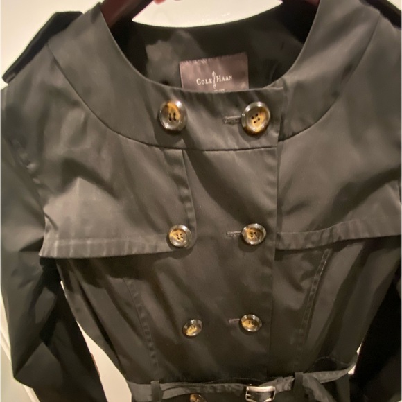 Cole Haan Women’s Belted Trench Coat Double Breasted Black - Picture 6 of 12